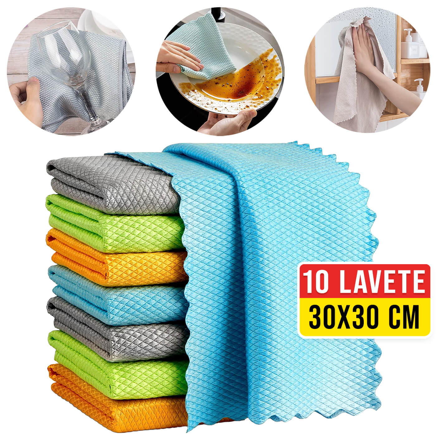 Laveta Super Absorbanta din Microfibra (Set de 10 bucăți)