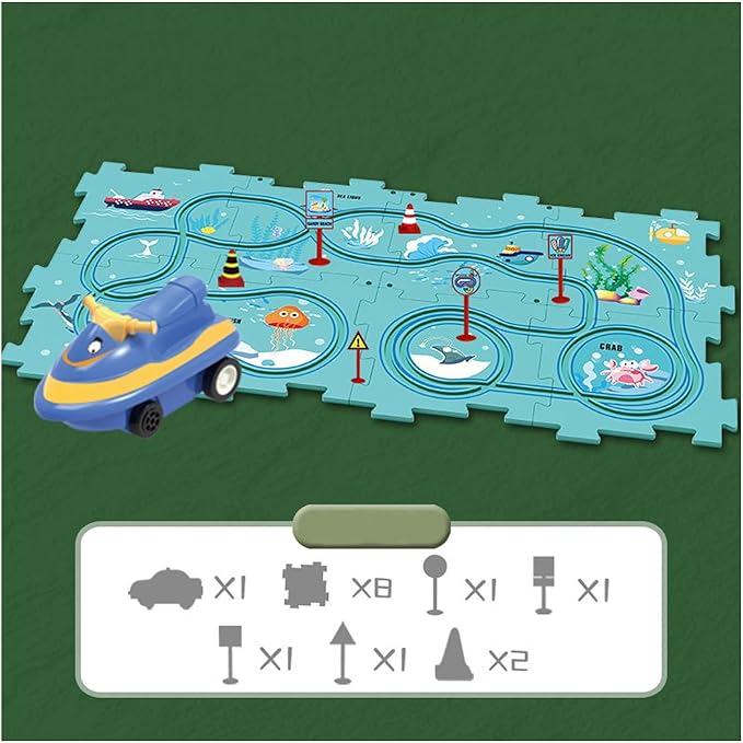 Puzzle Interactiv cu Circuite de Vehicule (Set de 15 piese)