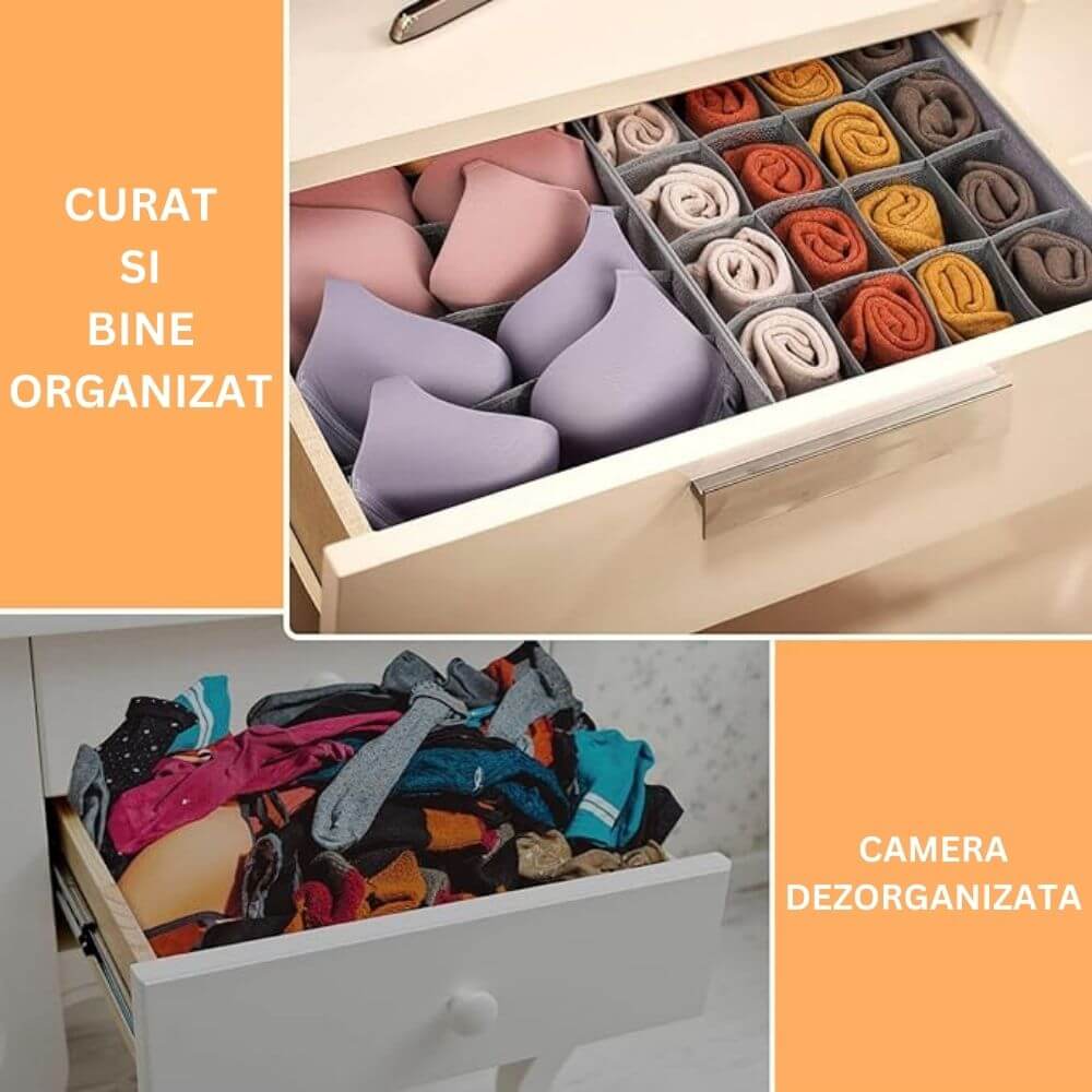 Set de 3 Organizatoare Sertar, 72 Compartimente