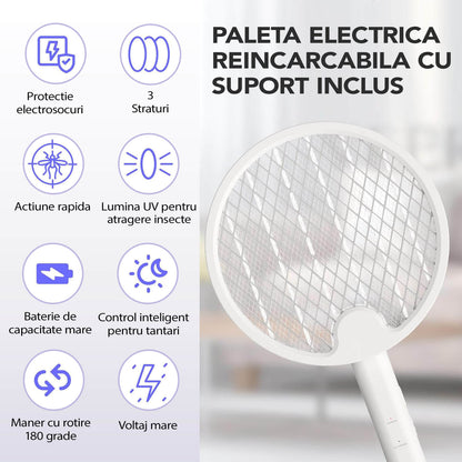 Paleta Electrica Reincarcabila pentru Tantari si Insecte cu Suport Inclus